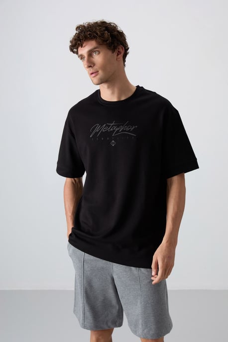 Übergröße Bedrucktes Rundhals-T-Shirt - Image 1