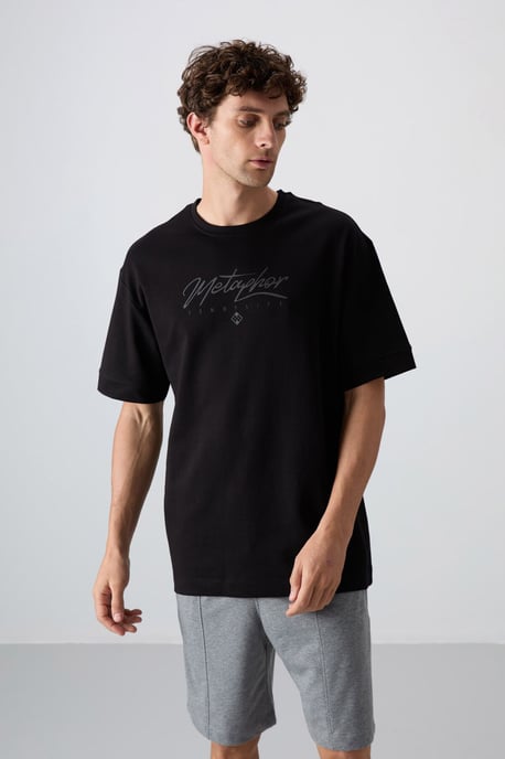 Übergröße Bedrucktes Rundhals-T-Shirt - Image 3