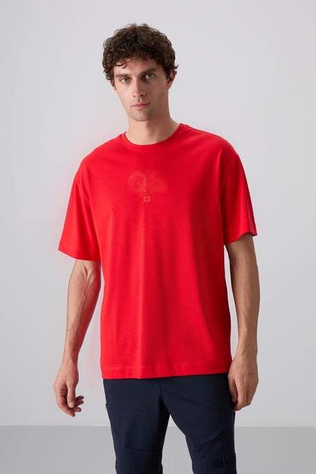 Oversized Bedrucktes Logo Rundhalsausschnitt T-Shirt - Image 2