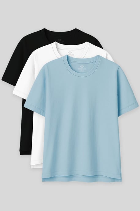 Übergroßes Baumwoll-Modal Rundhals-T-Shirt - Image 1
