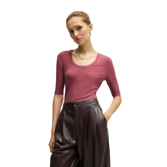 Boss - "Effilie" T-Shirt für Damen, gerippt (Rot) - Image 4