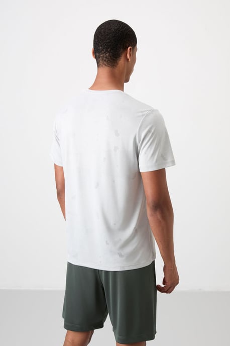 Herren Unifarbenes Fischgrätenmuster Crew Neck T-Shirt - Image 5