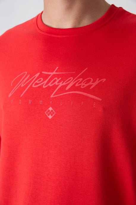 Übergröße Bedrucktes Rundhals-T-Shirt - Image 3