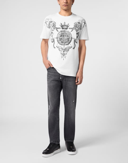 Round Neck T-Shirt Wind Rose Tattoo - Image 4