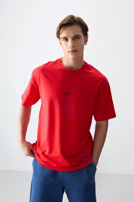 Übergröße Bedrucktes Rundhals-T-Shirt - Image 1