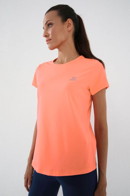 Damen Unifarben Kurzarm Rundhals T-Shirt - Image 2