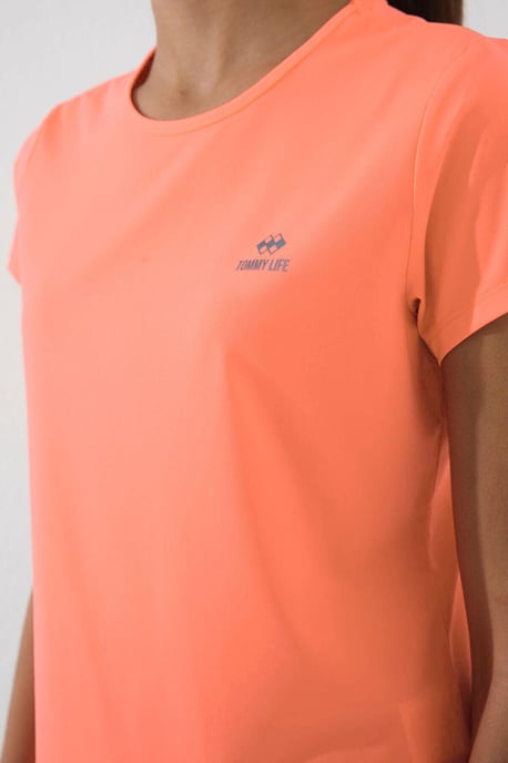 Damen Unifarben Kurzarm Rundhals T-Shirt - Image 3