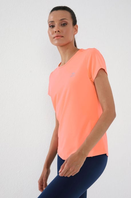 Damen Unifarben Kurzarm Rundhals T-Shirt - Image 4