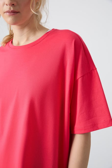 Übergroßes Baumwoll-Modal Rundhals-T-Shirt - Image 2