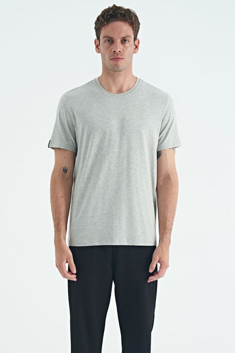 Herren Baumwolle Elasthan Rundhals T-Shirt - Image 2