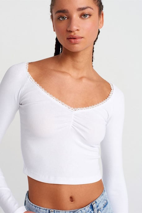 Damen Ripp-Crop-Top T-Shirt - Image 1