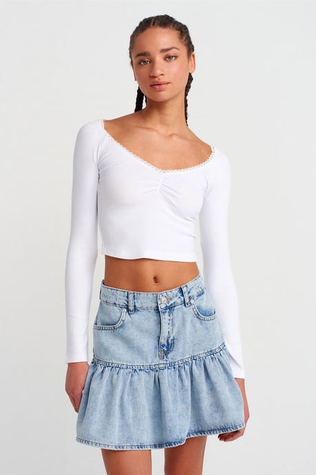 Damen Ripp-Crop-Top T-Shirt - Image 3