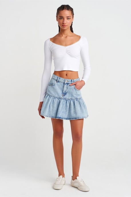 Damen Ripp-Crop-Top T-Shirt - Image 4