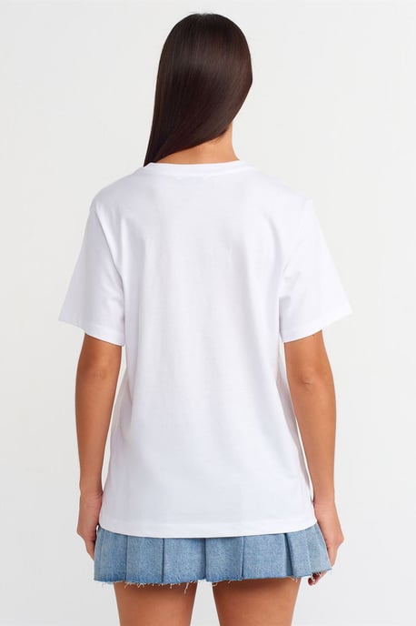 Damen Baumwoll-Print Rundhals-T-Shirt - Image 2
