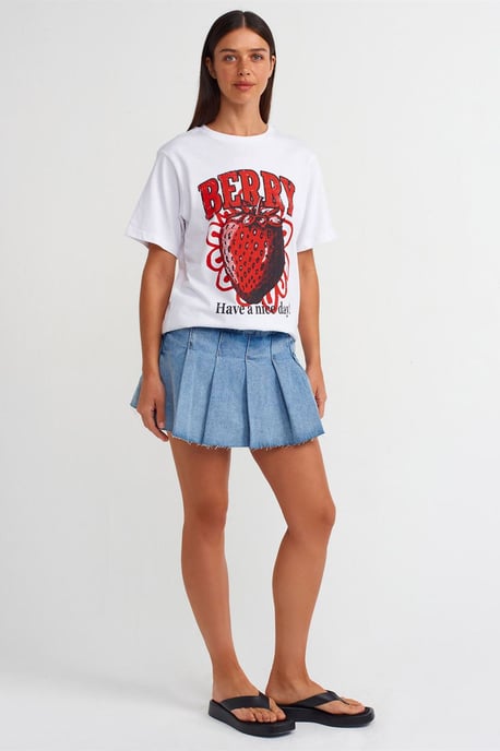 Damen Baumwoll-Print Rundhals-T-Shirt - Image 3