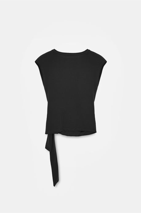 Ärmelloses Baumwoll-Crewneck-T-Shirt mit Bindeband für Damen - Image 6
