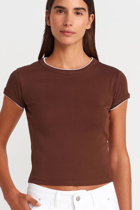 Damen Slim Fit Baumwoll-Crop-Top - Image 4