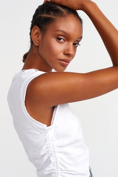 Ärmelloses Damen Baumwoll T-Shirt mit Knoten-Detail - Image 3