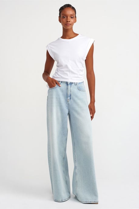 Ärmelloses Damen Baumwoll T-Shirt mit Knoten-Detail - Image 4