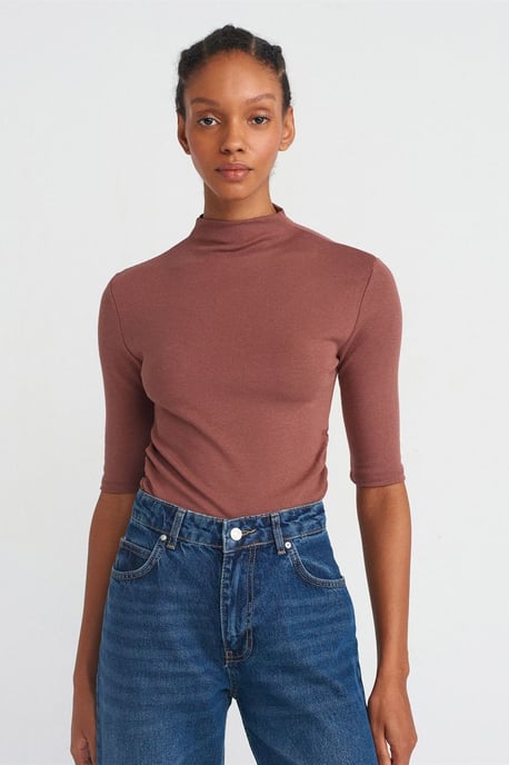 Damen Slim Fit Halb-Turtleneck T-Shirt - Image 4