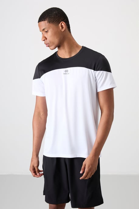 Herren-Farbenblockiertes Rundhals-T-Shirt - Image 4
