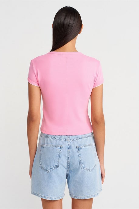 Damen Slim Fit Baumwoll-Crop-T-Shirt - Image 2