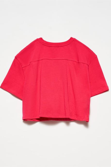 Damen Crop Crew Neck Baumwoll-T-Shirt - Image 2