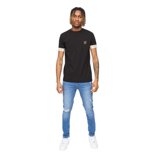 SikSilk - "Tech" T-Shirt für Herren, Ärmel mit Markenschriftzug (Schwarz) - Image 3