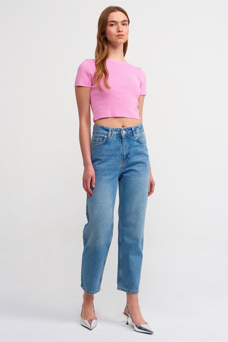 Damen Ripp-Crop-Top T-Shirt - Image 3