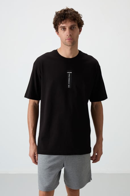 Übergrößen Baumwoll Crew-Neck Bedrucktes T-Shirt - Image 4