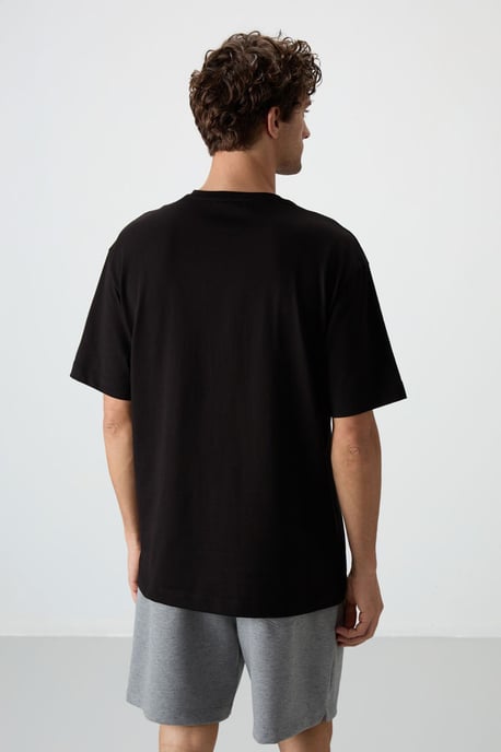 Übergrößen Baumwoll Crew-Neck Bedrucktes T-Shirt - Image 5