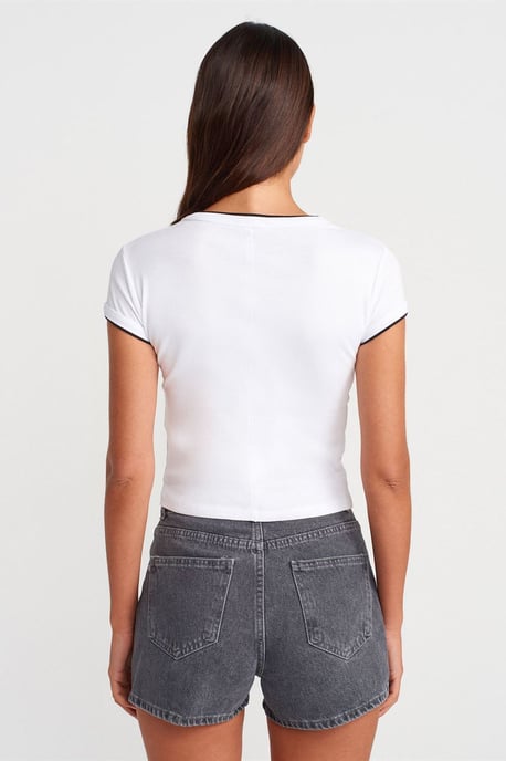 Damen Slim Fit Baumwoll-Crop-Top - Image 2