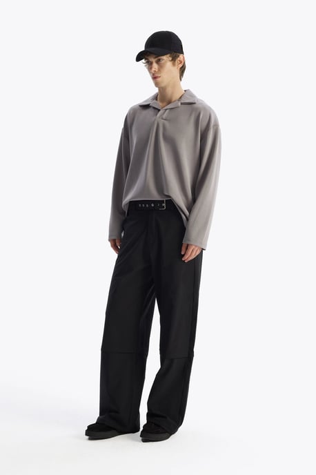 Herren Oversized Longsleeve T-Shirt mit offenem Kragen - Image 2