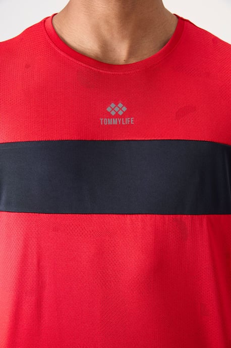 Herren Farbblockiertes Rundhals-T-Shirt - Image 3