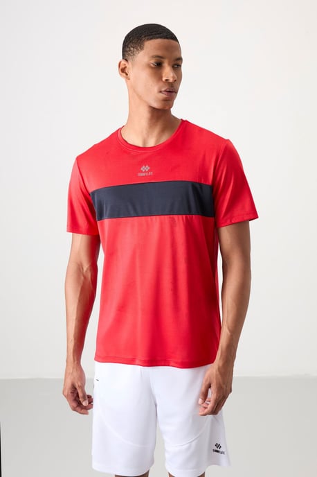 Herren Farbblockiertes Rundhals-T-Shirt - Image 4