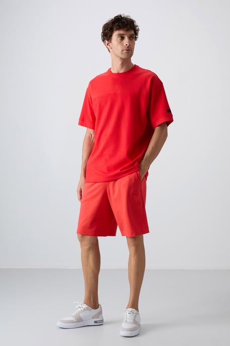 Übergroßes Baumwollmix Rundhalsausschnitt T-Shirt - Image 4