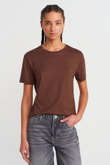 Damen Baumwoll-Modal Rundhals-T-Shirt - Image 1