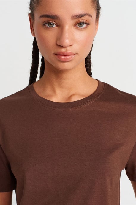 Damen Baumwoll-Modal Rundhals-T-Shirt - Image 3