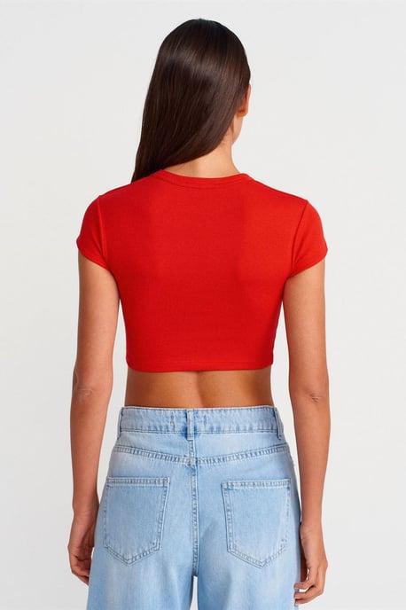Damen Slim Fit Crop Crew-Neck T-Shirt - Image 2