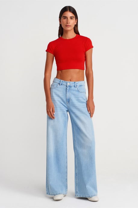 Damen Slim Fit Crop Crew-Neck T-Shirt - Image 4