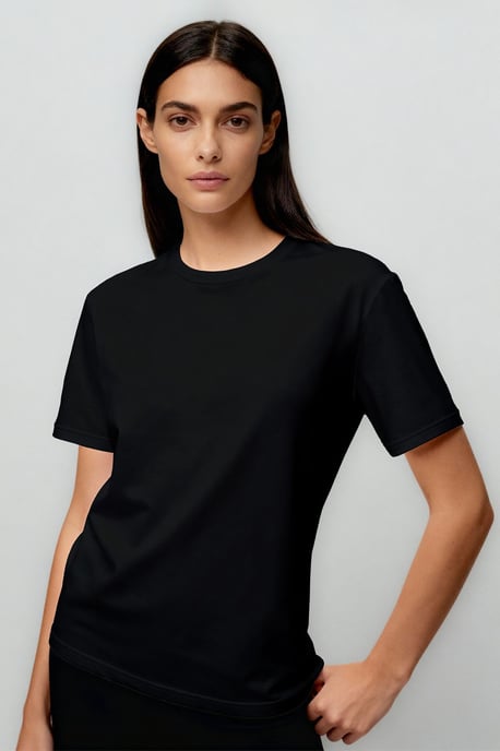 Damen Baumwoll-Elasthan Rundhals T-Shirt - Image 2