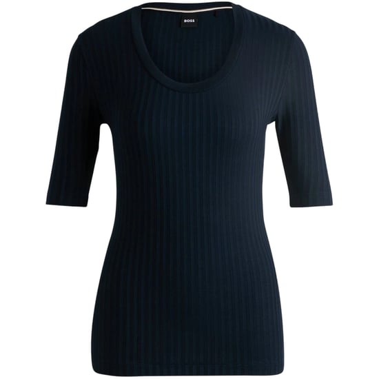 Boss - "Effilie" T-Shirt für Damen, gerippt (Dunkelblau) - Image 1