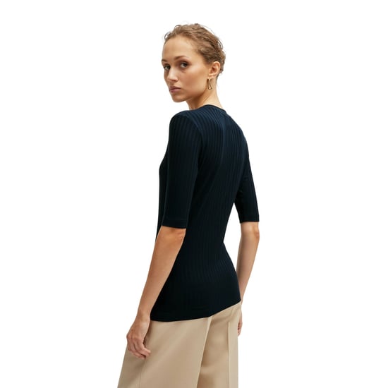 Boss - "Effilie" T-Shirt für Damen, gerippt (Dunkelblau) - Image 2