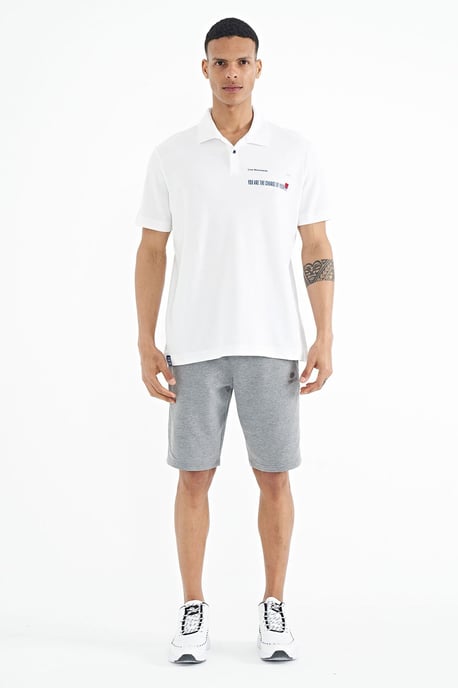 Herren Baumwoll-Polo-T-Shirt mit Textdruck - Image 2