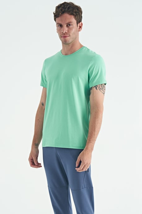 Herren Baumwolle Elasthan Rundhals T-Shirt - Image 2