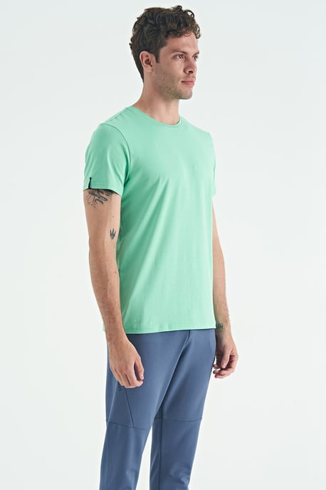 Herren Baumwolle Elasthan Rundhals T-Shirt - Image 3