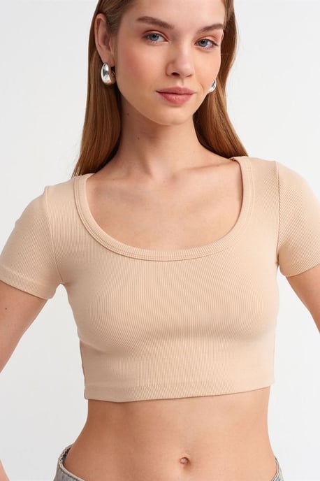 Damen Rippen-Crop-T-Shirt - Image 4