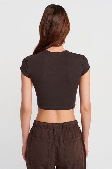 Damen Slim Fit Crop T-Shirt mit Rundhalsausschnitt - Image 2
