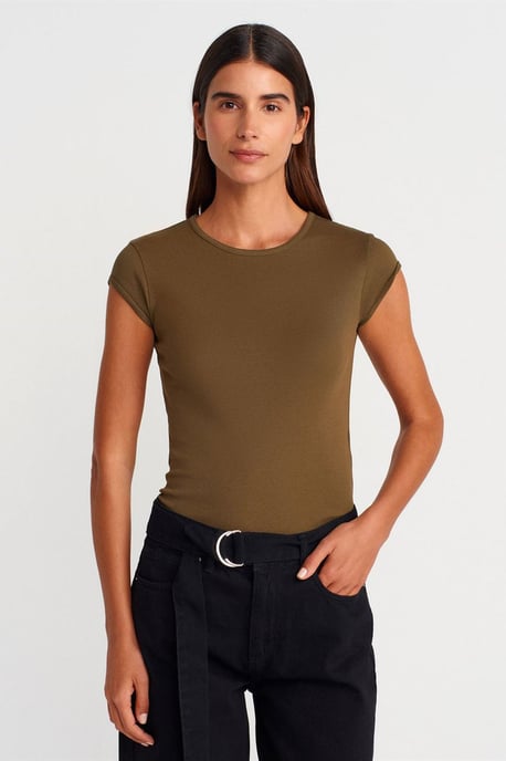 Damen Slim Fit Baumwoll Rundhals T-Shirt - Image 1