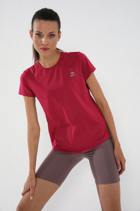Damen Unifarben Kurzarm Rundhals T-Shirt - Image 5